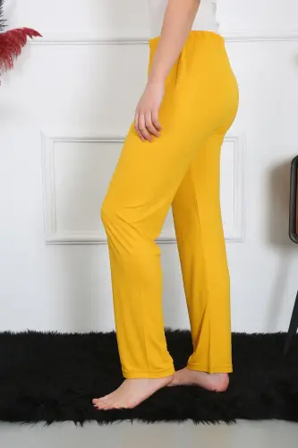 Akbeniz Women's Cotton Knitted Single Bottom Pajamas Yellow 27513 