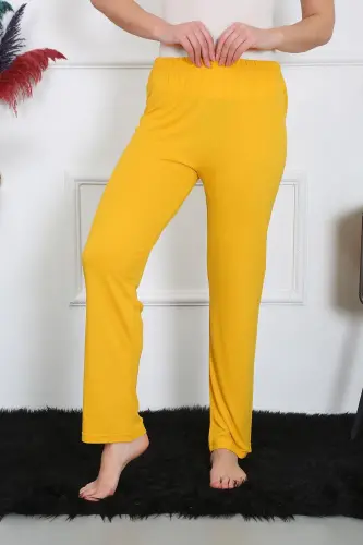 Akbeniz Women's Cotton Knitted Single Bottom Pajamas Yellow 27513 - 2