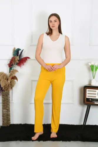 Akbeniz Women's Cotton Knitted Single Bottom Pajamas Yellow 27513 - 4