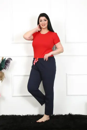 Akbeniz Women's Cotton Plus Size Bottom Pajamas 27472 - 4