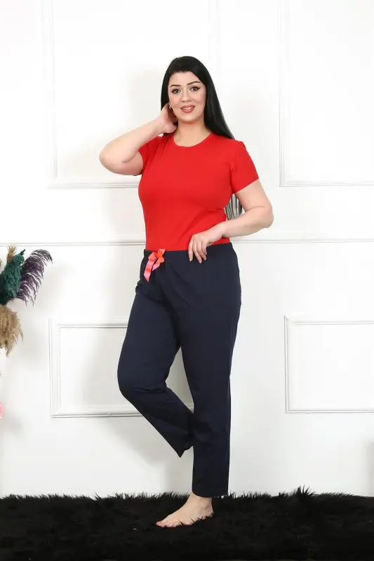 Akbeniz Women's Cotton Plus Size Bottom Pajamas 27472 - 4