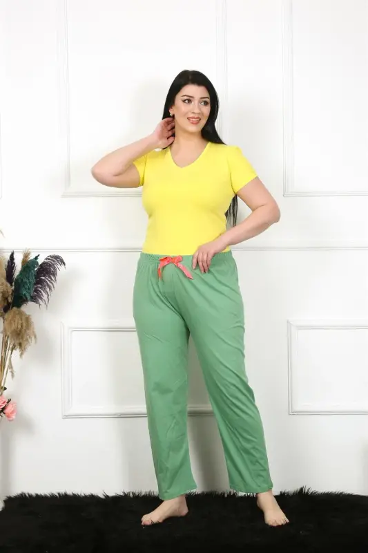 Akbeniz Women's Cotton Plus Size Bottom Pajamas 27473 - 3