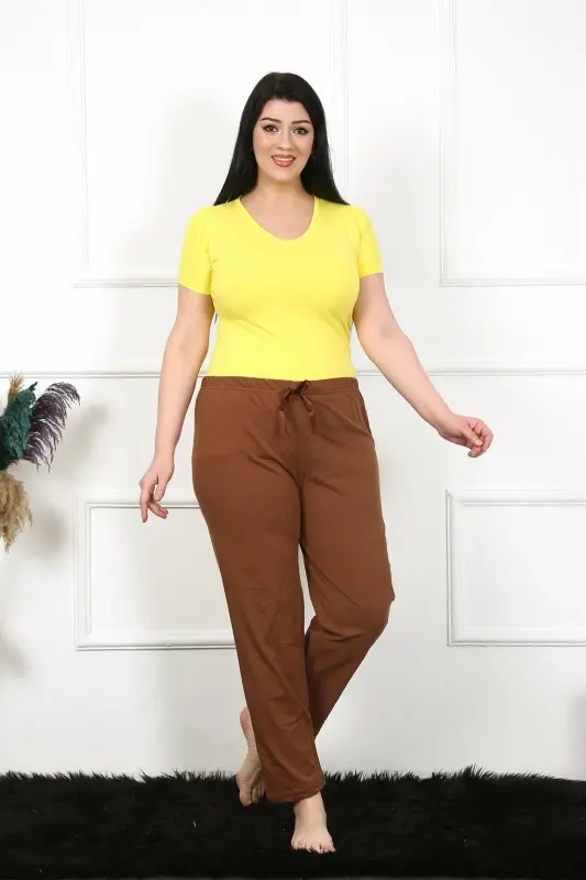 Akbeniz Women's Cotton Plus Size Bottom Pajamas 27476 - 3