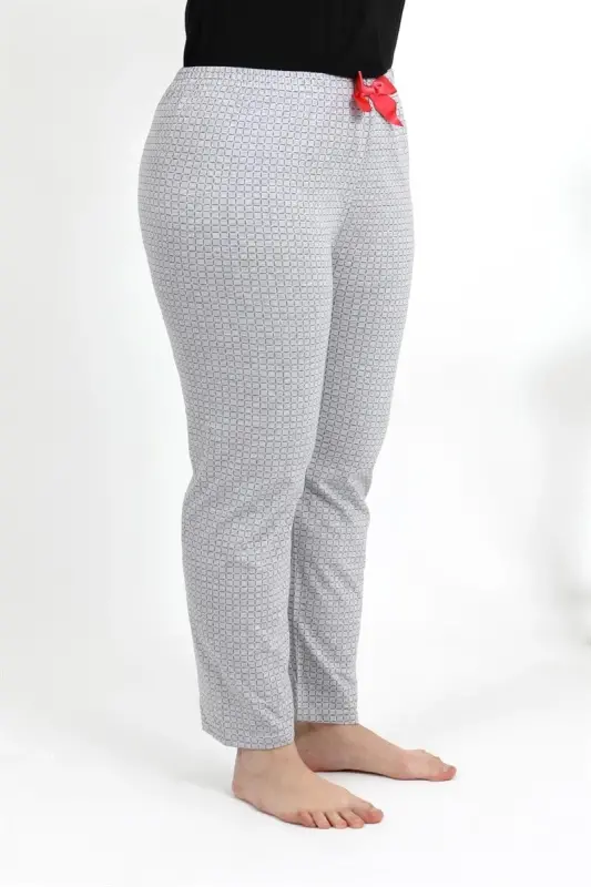 Akbeniz Women's Cotton Plus Size Bottom Pajamas 27557 Gray - 3