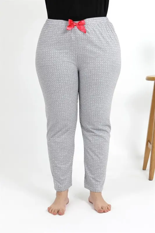 Akbeniz Women's Cotton Plus Size Bottom Pajamas 27557 Gray - 5