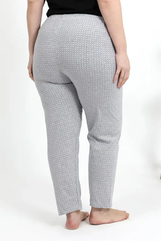 Akbeniz Women's Cotton Plus Size Bottom Pajamas 27557 Gray - 7