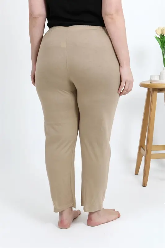 Akbeniz Women's Cotton Plus Size Bottom Pajamas 27559 Beige - 7