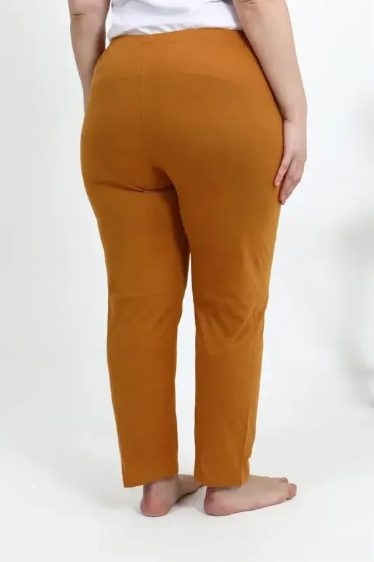 Akbeniz Women's Cotton Plus Size Bottom Pajamas 27559 Mustard - 6