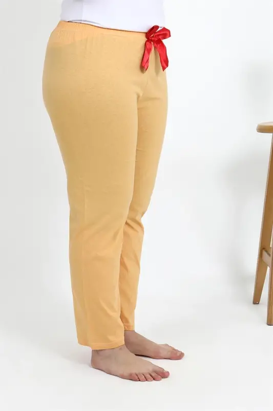 Akbeniz Women's Cotton Plus Size Bottom Pajamas 27559 Yellow - 3