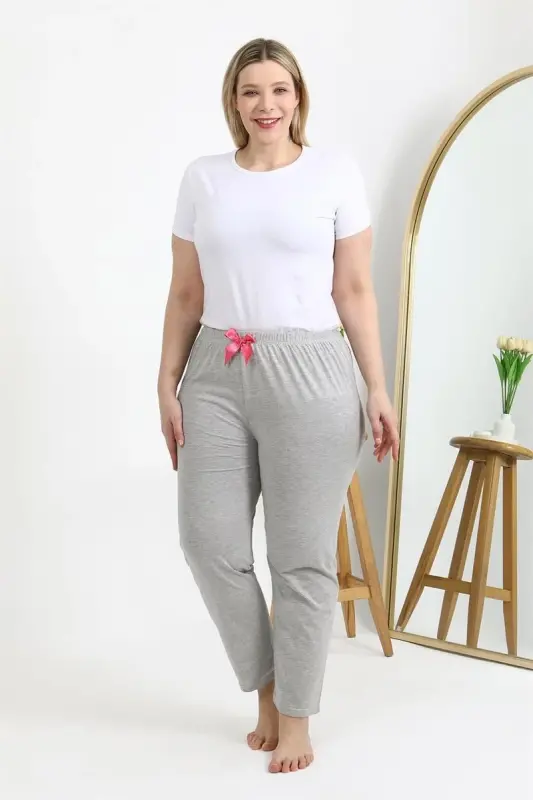 Akbeniz Women's Cotton Plus Size Bottom Pajamas 27560 Gray - 1