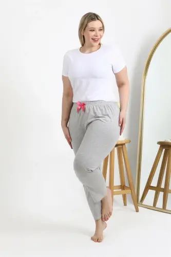 Akbeniz Women's Cotton Plus Size Bottom Pajamas 27560 Gray - 2
