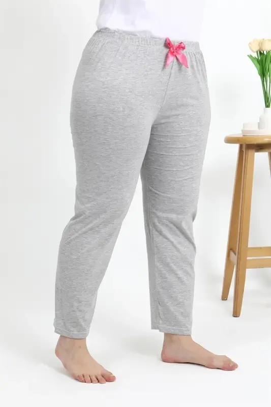 Akbeniz Women's Cotton Plus Size Bottom Pajamas 27560 Gray - 3