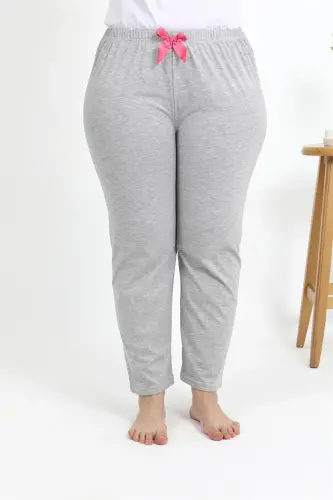 Akbeniz Women's Cotton Plus Size Bottom Pajamas 27560 Gray - 4