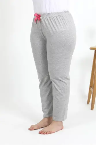 Akbeniz Women's Cotton Plus Size Bottom Pajamas 27560 Gray - 6