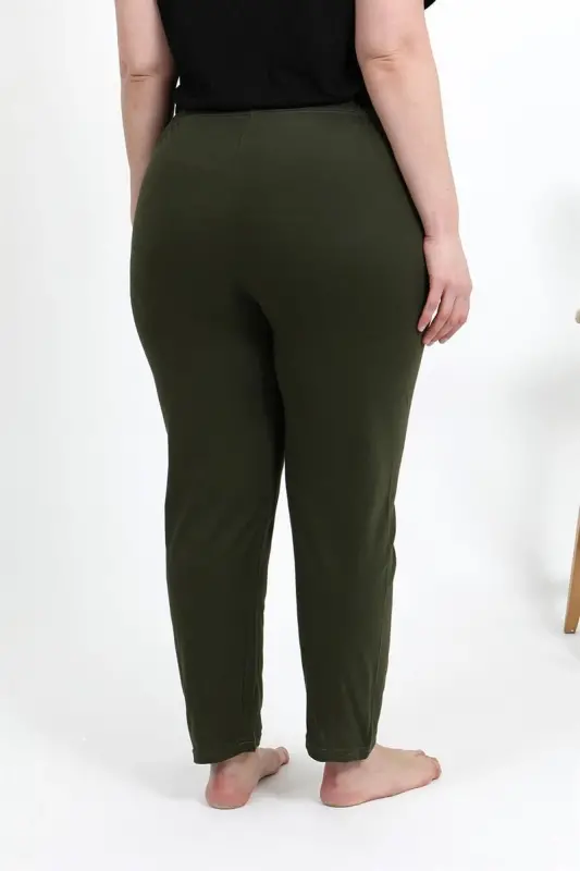 Akbeniz Women's Cotton Plus Size Pajama Bottoms 27559 Khaki - 6