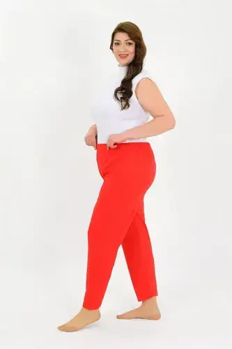 Akbeniz Women's Cotton Plus Size Pajama Bottoms Red 27560 - AKBENIZ (1)