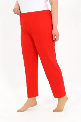 Akbeniz Women's Cotton Plus Size Pajama Bottoms Red 27560 - 3