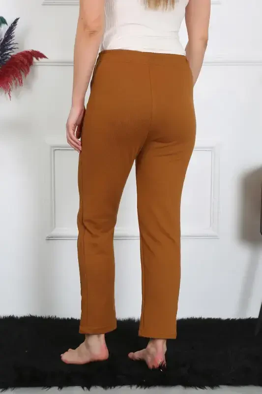 Akbeniz Women's Cotton Pocketed 3 Thread Bottom Sweatpants Coffee 27510 - 2