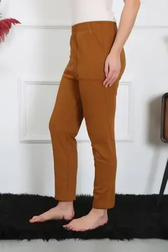 Akbeniz Women's Cotton Pocketed 3 Thread Bottom Sweatpants Coffee 27510 - 4