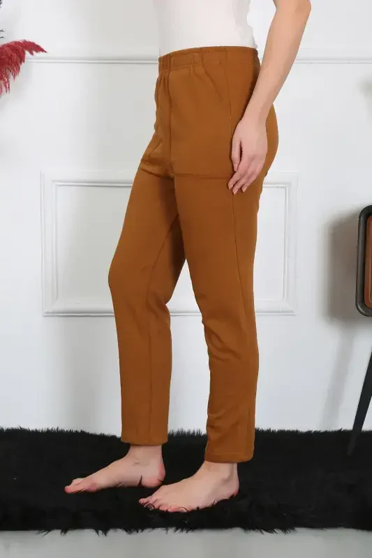 Akbeniz Women's Cotton Pocketed 3 Thread Bottom Sweatpants Coffee 27510 - 4