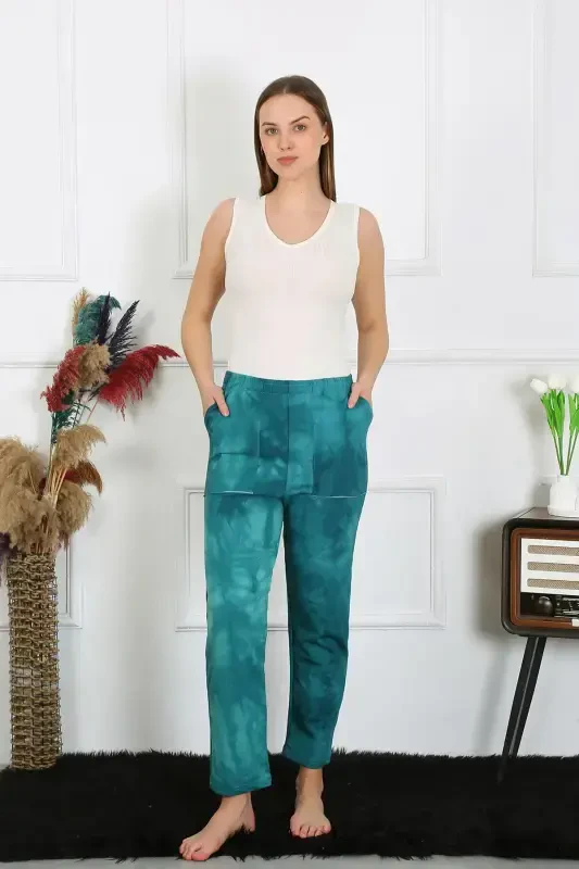 Akbeniz Women's Cotton Pocketed 3 Thread Bottom Tracksuit Turquoise 27510 - AKBENIZ