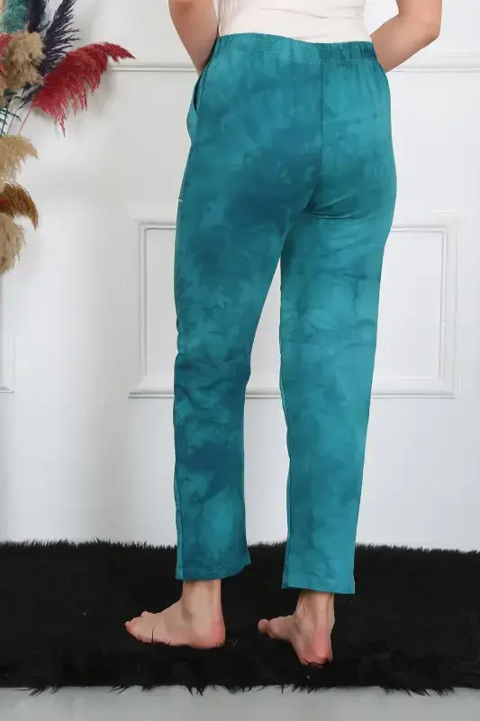 Akbeniz Women's Cotton Pocketed 3 Thread Bottom Tracksuit Turquoise 27510 - 4