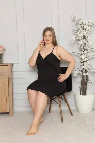 Akbeniz Women's Cotton Spaghetti Strap Plus Size Nightgown 985 - AKBENIZ (1)
