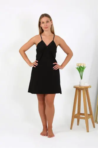 Akbeniz Women's Cotton Spaghetti Strap Plus Size Nightgown 985 - 4