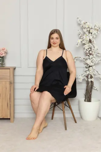 Akbeniz Women's Cotton Spaghetti Strap Plus Size Nightgown 996 - 2