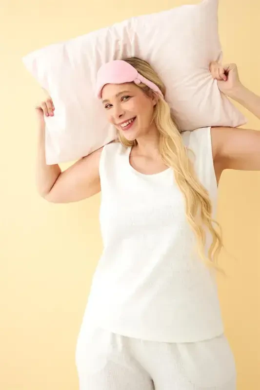 Akbeniz Women's Ecru Linen Jacquard Plus Size Set - 2