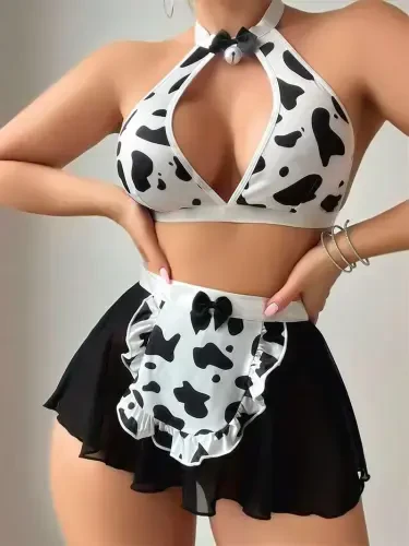 Akbeniz Women's Fantasy Dalmatian Costume Set Black K1750 - AKBENIZ (1)