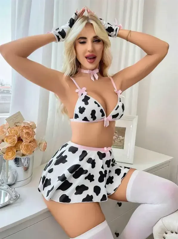 Akbeniz Women's Fantasy Dalmatian Costume Set White K1752 - AKBENIZ