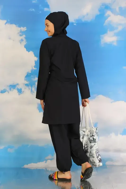 Akbeniz Women's Full Coverage Navy Blue Swimsuit 31060 - 3