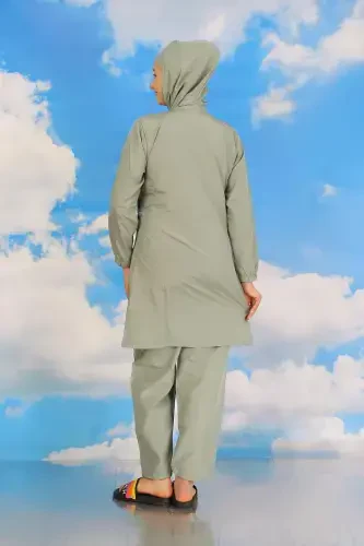 Akbeniz Women's Full Coverage Swimsuit Water Green 31061 - 5