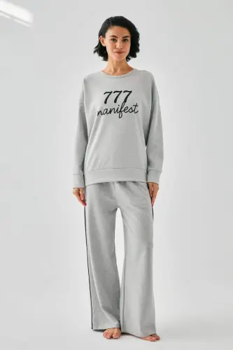 Akbeniz Women's Gray 777 Manifest Oversize 2 Thread Tracksuit Loungewear Set - BÜYÜKBEDENIZ (1)