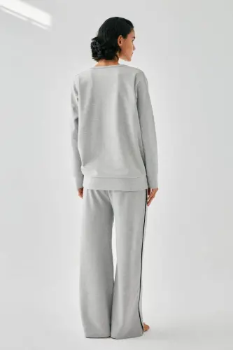 Akbeniz Women's Gray 777 Manifest Oversize 2 Thread Tracksuit Loungewear Set - 6