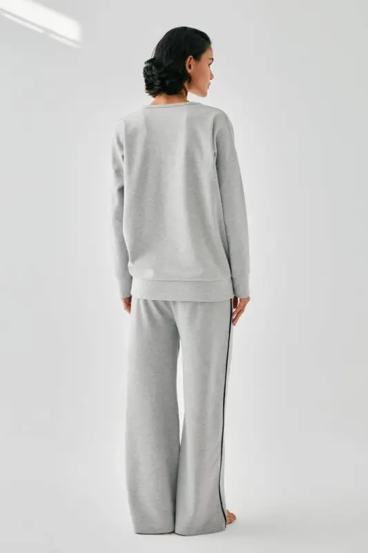 Akbeniz Women's Gray 777 Manifest Oversize 2 Thread Tracksuit Loungewear Set - 6