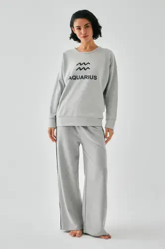 Akbeniz Women's Gray Aquarius Oversize 2 Thread Tracksuit Loungewear Set - AKBENIZ (1)
