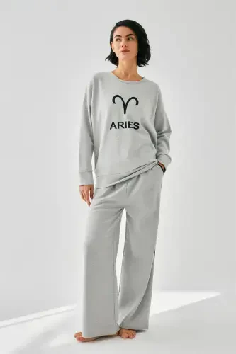 Akbeniz Women's Gray Aries Oversize 2 Yarn Tracksuit Loungewear Set - 4