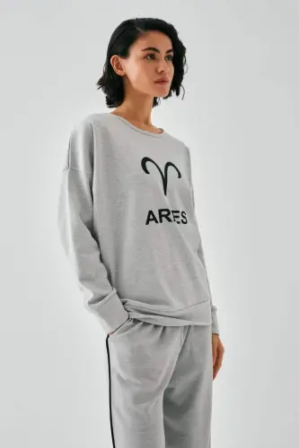 Akbeniz Women's Gray Aries Oversize 2 Yarn Tracksuit Loungewear Set - BÜYÜKBEDENIZ (1)