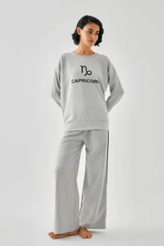Akbeniz Women's Gray Capricorn Oversize 2 Thread Tracksuit Loungewear Set - 4