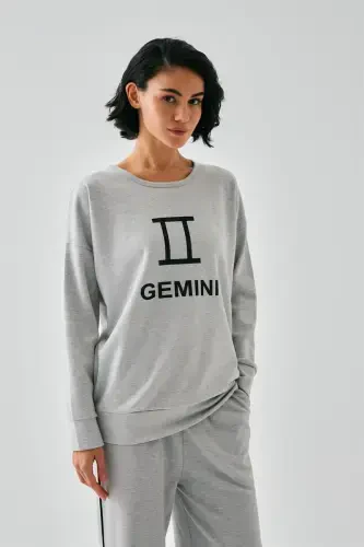 Akbeniz Women's Gray Gemini Oversize 2 Thread Tracksuit Loungewear Set - 4