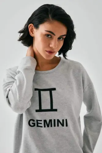 Akbeniz Women's Gray Gemini Oversize 2 Thread Tracksuit Loungewear Set - BÜYÜKBEDENIZ (1)