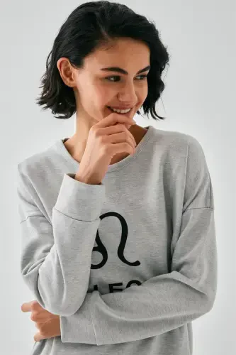 Akbeniz Women's Gray Leo Oversize 2 Thread Tracksuit Loungewear Set - AKBENIZ (1)