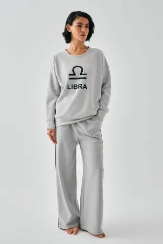 Akbeniz Women's Gray Libra Oversize 2 Yarn Tracksuit Home Wear Set - 1