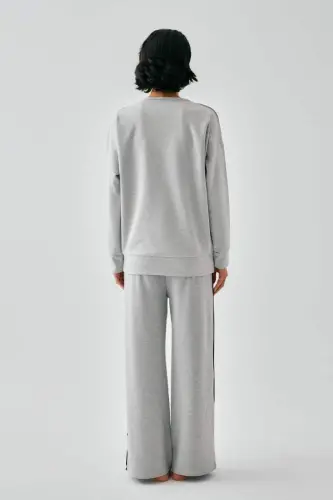 Akbeniz Women's Gray Libra Oversize 2 Yarn Tracksuit Home Wear Set - 5