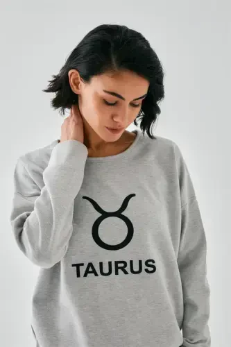 Akbeniz Women's Gray Taurus Oversize 2 Thread Tracksuit Loungewear Set - 3