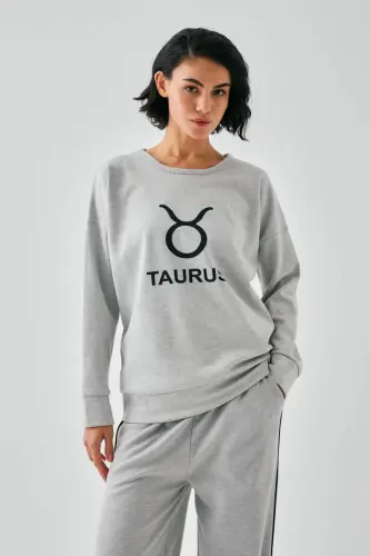 Akbeniz Women's Gray Taurus Oversize 2 Thread Tracksuit Loungewear Set - BÜYÜKBEDENIZ (1)
