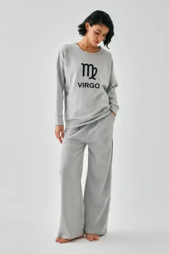 Akbeniz Women's Gray Virgo Oversize 2 Thread Tracksuit Home Wear Set - 1