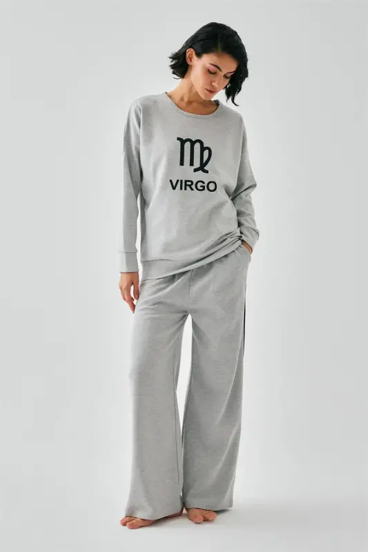 Akbeniz Women's Gray Virgo Oversize 2 Thread Tracksuit Home Wear Set - AKBENIZ